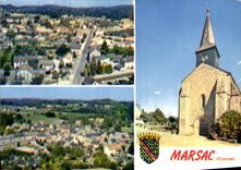 CPSM Marsac Vues Generales L'Eglise Avenue Du Limousin Et La Gare