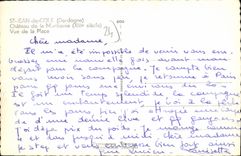 CPA St Jean De Cole Chateau De La Marthonie Vue De La Place