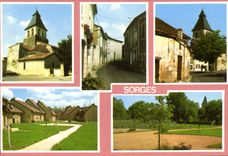 CPSM Sorges L'Eglise Romane Rue Principale Village Vacances