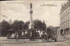 CPA Besancon Place Et Fontaine Flore