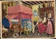 CPSM Reproduction Aquarelle De Charles Homualk Une Chambre A Coucher