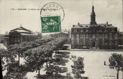 CPA Roanne L'Hotel de Vilee et le Theatre 