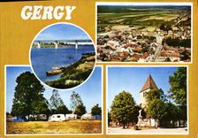CPSM Gergy S et L Bords de Saune Camping Eglise Vue Aerianne 