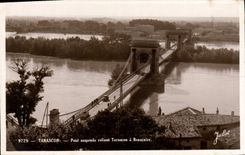 CPA Tarascon Pont Suspendu Reliant Tarascon a Beaucaire 