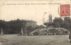 CPA Aix en Provence Place de la Rotonde Entree du Cours Mirabeau Fontaine Monumentale 