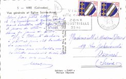 CPA Vire Calvados Vue generale et Eglise Sainte Anne