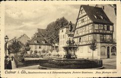 CPA Colmar Fontaine Rosselmann Place Montagne noire