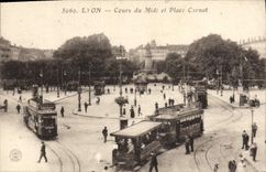 CPA Lyon Cours du Midi el Place Carnot tramway