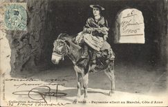 CPA Paysanne allant au marché Cote d’Azur âne