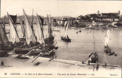 CPA CANNES le port et le mont chevalier vue prise du casino municipal 