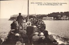 CPA CANNES le vapeur faisant la traversee en vue de Sainte marguerite 