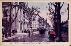 CPA NICE avenue de la victoire et L’Eglise notre dame 