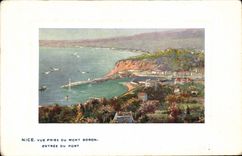 CPA NICE vue prise du mont Boron entree du port 