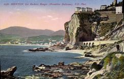 CPA Menton les rochers Rouges Frontiere Italienne 