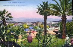 CPA Cannes la Croisette les grands hotels vue des jardins Albert I 