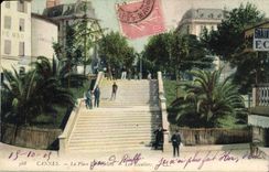 CPA Cannes la place Pyriel les Escaliers 