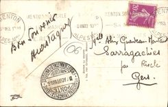 CPA Menton La Frontiere Italienne Douaniers Francais et Italiens 