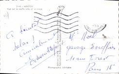 CPA Menton vue sur la ville et la plage 