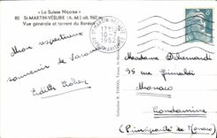 CPA La Suisse Nicoise St Martin Vesubie vue generale et torrent du Boreon