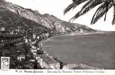 CPA Menton Garavan vue vers la Frontiere Franco Italienne et l'Italie 