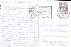 CPA Menton Alpes Maritimes Vue generale sur la villeet fond le Cap Martin 