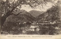 CPA Puget Theniers A M vue artistique entre les arbres 