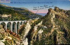 CPA Eze A M Le Village et le Viaduc de la Moyenne Corniche 