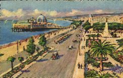 CPA Cote d'Azur Nice Alpes Maritimes promenade des Anglais Jardins Albert I palais de la Jetee 