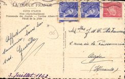 CPA Cote d'Azur Nice Alpes Maritimes promenade des Anglais Jardins Albert I palais de la Jetee