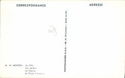 CPA Menton la Ville Les Jardins le Casino Le Poste Frontiere 