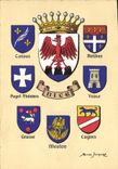 CPSM Les Blasons des Provinces et Villes de France par Maurice Jacquez cannes vence antibes puget gr