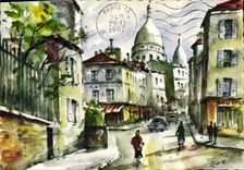 CPSM Paris Rue Norvins et Montmartre