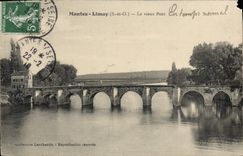 CPA Mantes Limay (S et O) Le vieux Pont en Temps normal