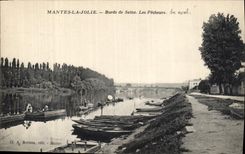 CPA Mantes le Jolie Bords de Seine Les Pecheurs En aval
