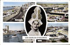 CPA Les Sables D'Olonne vue aérienne port piscine plage