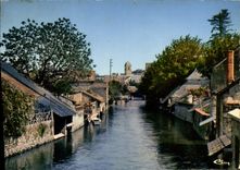CPSM La Chartre sur le Loir Sarthe Un bras du Loir 
