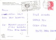 CPSM Besse sur Braye Sarthe Chateau de Courtanvaux La poste la piscine le camping