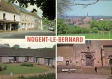 CPSM Nogent le Bernard Rue de la Mairie vue panoramique maison de Retraite porte de l'Eglise 