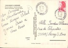 CPSM Nogent le Bernard Rue de la Mairie vue panoramique maison de Retraite porte de l'Eglise