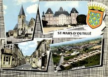 CPSM St Mars d'Outille Sarthe cité des genets église rue nationale château de Segrais
