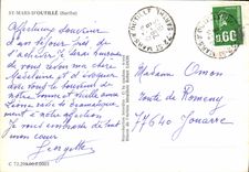 CPSM St Mars d'Outille Sarthe cité des genets église rue nationale château de Segrais