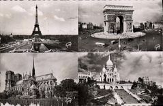 CPA Paris La Tour Eiffel la cathedrale Notre Dame 