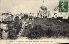 CPA Paris La Basilique du Sacre Coeur de Montmartre et la Funiculaire 
