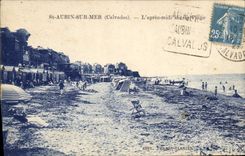 CPA St Aubin Sur Mer Calvados L'apres midi sur la Plage 