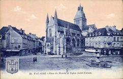 CPA Falaise Place du Marche et Eglise St Gervais 