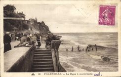 CPA Villerville La Digue a maree haute 