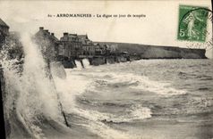 CPA Arromanches La digue un jour de tempete 