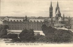 CPA Caen le Lycee et l'eglise Saint Etienne 