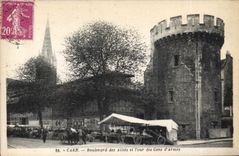 CPA Caen Boulevard des Allies et tour des Gens d'Armes 