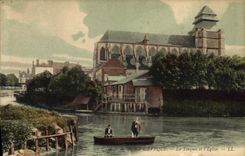 CPA Pont l'Eveque la Touques et l'eglise 
